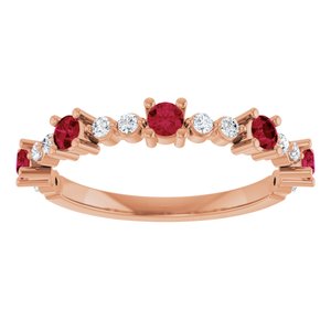 14K Rose Gold Natural Ruby & 1/6 CTW Natural Diamond Ring