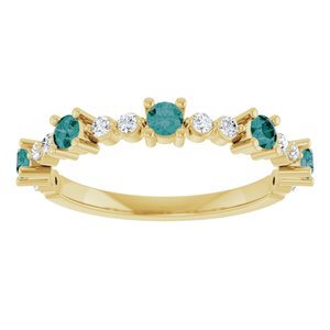 14K Yellow Gold Natural Alexandrite & 1/6 CTW Natural Diamond Ring