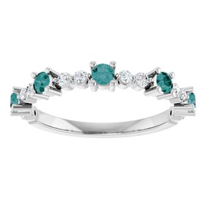 14K White Gold Natural Alexandrite & 1/6 CTW Natural Diamond Ring