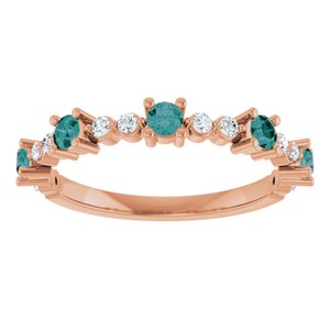 14K Rose Gold Natural Alexandrite & 1/6 CTW Natural Diamond Ring