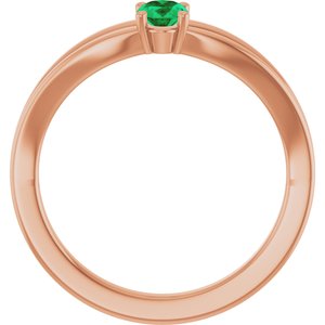 14K Rose Gold Natural Emerald Youth Solitaire Ring