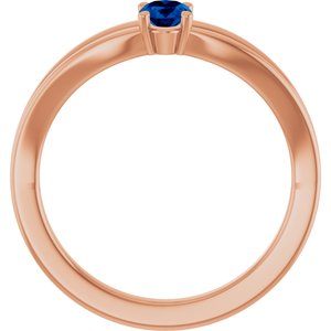 14K Rose Gold Natural Blue Sapphire Youth Solitaire Ring