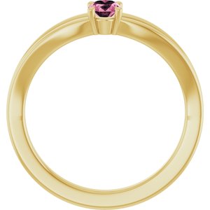 14K Yellow Gold Natural Pink Tourmaline Youth Solitaire Ring