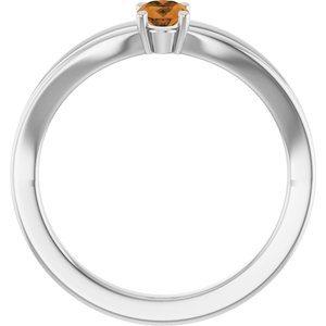 14K White Gold Natural Citrine Youth Solitaire Ring