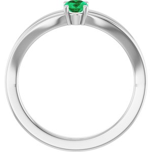 14K White Gold Lab-Grown Emerald Youth Solitaire Ring