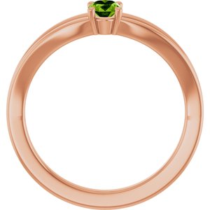 14K Rose Gold Natural Peridot Youth Solitaire Ring