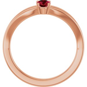 14K Rose Gold Natural Ruby Youth Solitaire Ring