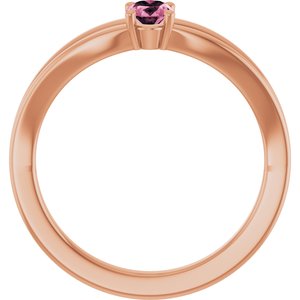14K Rose Gold Natural Pink Tourmaline Youth Solitaire Ring
