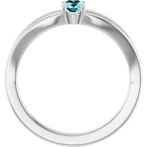 Sterling Silver Imitation Blue Zircon Solitaire Youth Ring