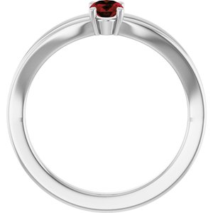 14K White Gold Natural Mozambique Garnet Youth Solitaire Ring