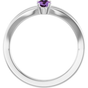 14K White Gold Natural Amethyst Youth Solitaire Ring