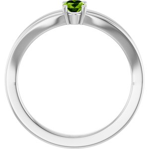 14K White Gold Natural Peridot Youth Solitaire Ring