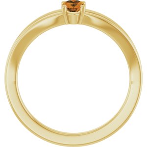 14K Yellow Gold Natural Citrine Youth Solitaire Ring
