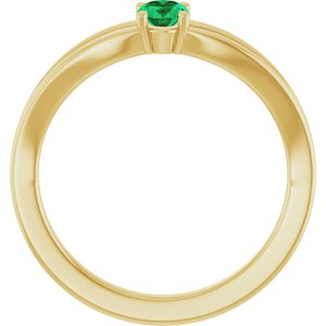 14K Yellow Gold Lab-Grown Emerald Youth Solitaire Ring