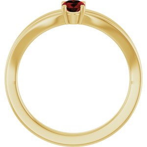 14K Yellow Gold Natural Mozambique Garnet Youth Solitaire Ring