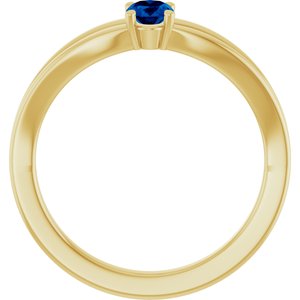 14K Yellow Gold Natural Blue Sapphire Youth Solitaire Ring