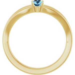14K Yellow Gold Natural Aquamarine Youth Solitaire Ring