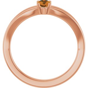 14K Rose Gold Natural Citrine Youth Solitaire Ring