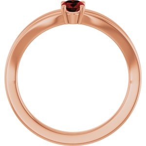 14K Rose Gold Natural Mozambique Garnet Youth Solitaire Ring