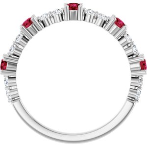 Sterling Silver Natural Ruby & 1/6 CTW Natural Diamond Ring