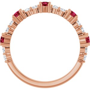 14K Rose Gold Natural Ruby & 1/6 CTW Natural Diamond Ring