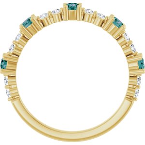 14K Yellow Gold Natural Alexandrite & 1/6 CTW Natural Diamond Ring
