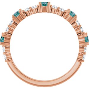 14K Rose Gold Natural Alexandrite & 1/6 CTW Natural Diamond Ring
