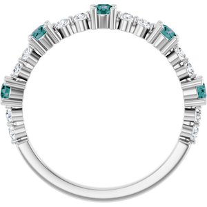 14K White Gold Natural Alexandrite & 1/6 CTW Natural Diamond Ring