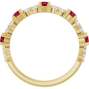 14K Yellow Gold Natural Ruby & 1/6 CTW Natural Diamond Ring