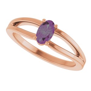14K Rose Gold Lab-Grown Alexandrite Youth Solitaire Ring