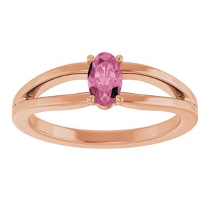 14K Rose Gold Natural Pink Tourmaline Youth Solitaire Ring