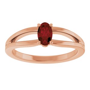 14K Rose Gold Natural Mozambique Garnet Youth Solitaire Ring