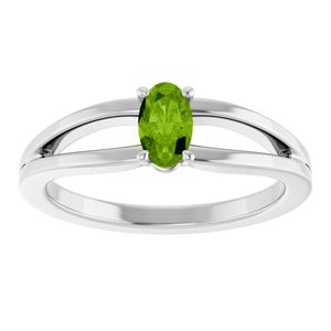 Platinum Natural Peridot Youth Solitaire Ring
