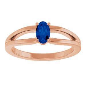 14K Rose Gold Natural Blue Sapphire Youth Solitaire Ring