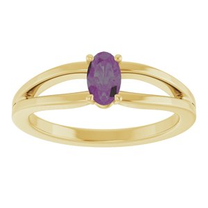 14K Yellow Gold Lab-Grown Alexandrite Youth Solitaire Ring