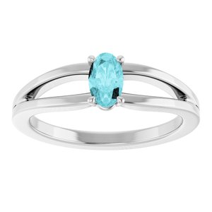 Sterling Silver Imitation Blue Zircon Solitaire Youth Ring
