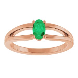 14K Rose Gold Lab-Grown Emerald Youth Solitaire Ring
