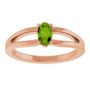 14K Rose Gold Natural Peridot Youth Solitaire Ring