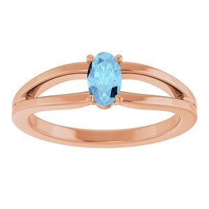 14K Rose Gold Natural Aquamarine Youth Solitaire Ring