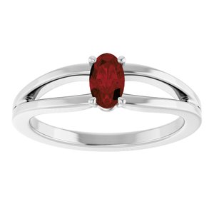 14K White Gold Natural Mozambique Garnet Youth Solitaire Ring
