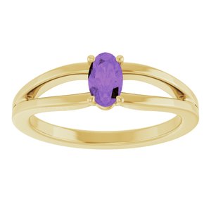 14K Yellow Gold Natural Amethyst Youth Solitaire Ring