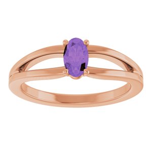 14K Rose Gold Natural Amethyst Youth Solitaire Ring