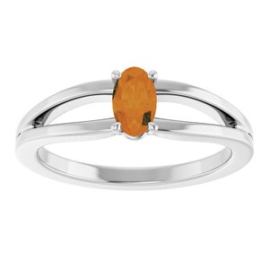 14K White Gold Natural Citrine Youth Solitaire Ring