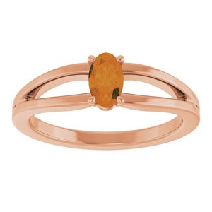 14K Rose Gold Natural Citrine Youth Solitaire Ring