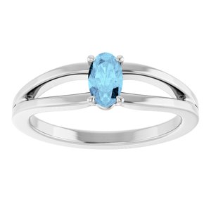 Platinum Natural Aquamarine Youth Solitaire Ring