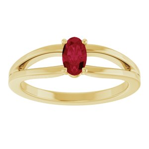 14K Yellow Gold Lab-Grown Ruby Youth Solitaire Ring