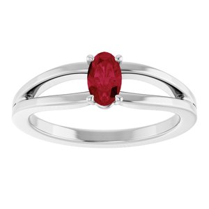 14K White Gold Lab-Grown Ruby Youth Solitaire Ring