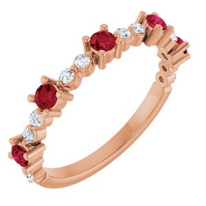 14K Rose Gold Natural Ruby & 1/6 CTW Natural Diamond Ring