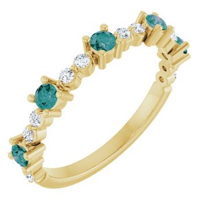 14K Yellow Gold Natural Alexandrite & 1/6 CTW Natural Diamond Ring