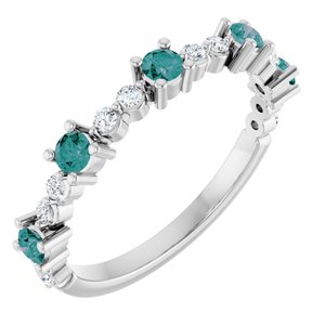 14K White Gold Natural Alexandrite & 1/6 CTW Natural Diamond Ring
